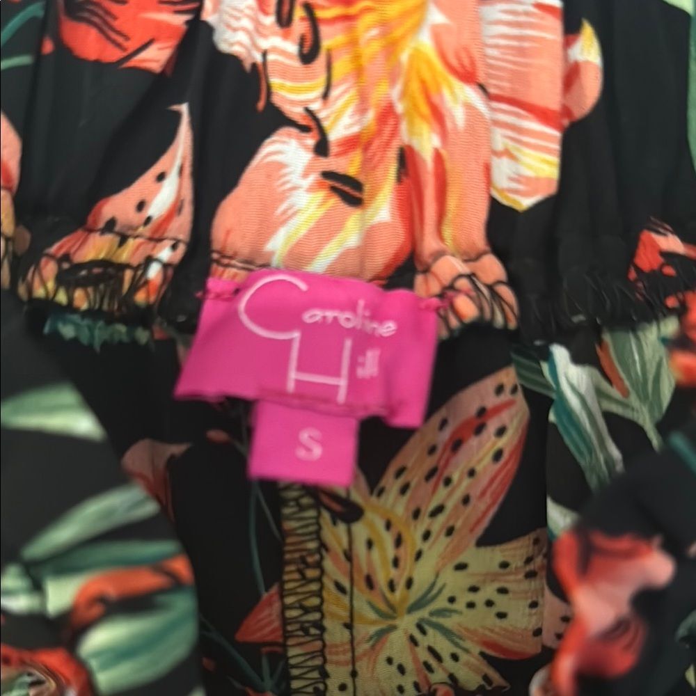 Caroline Hill Tropical Floral Smocked Wide Leg Jumper Size Small - Picture 2 of 3